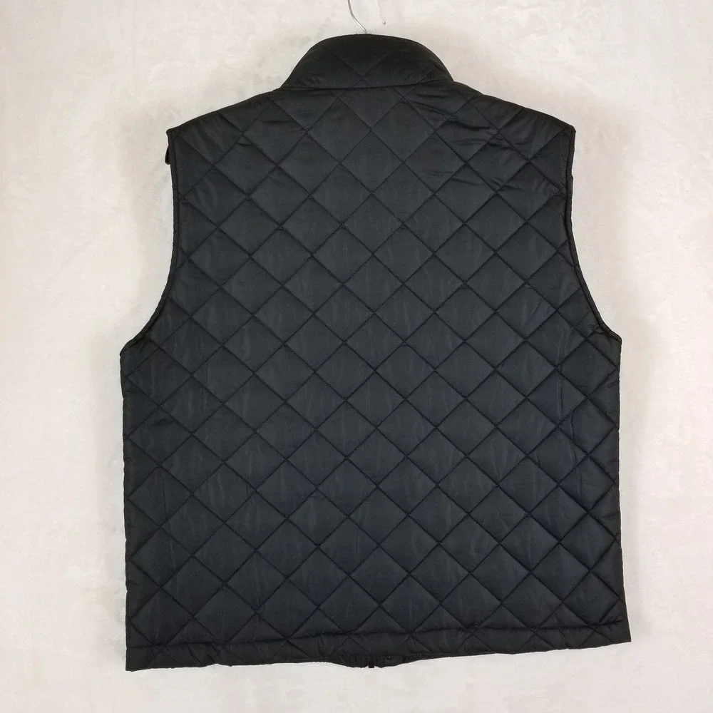 Cole‎ Haan Quilted Vest Mens XL Black Diamond Pattern Snap Front Mock Neck